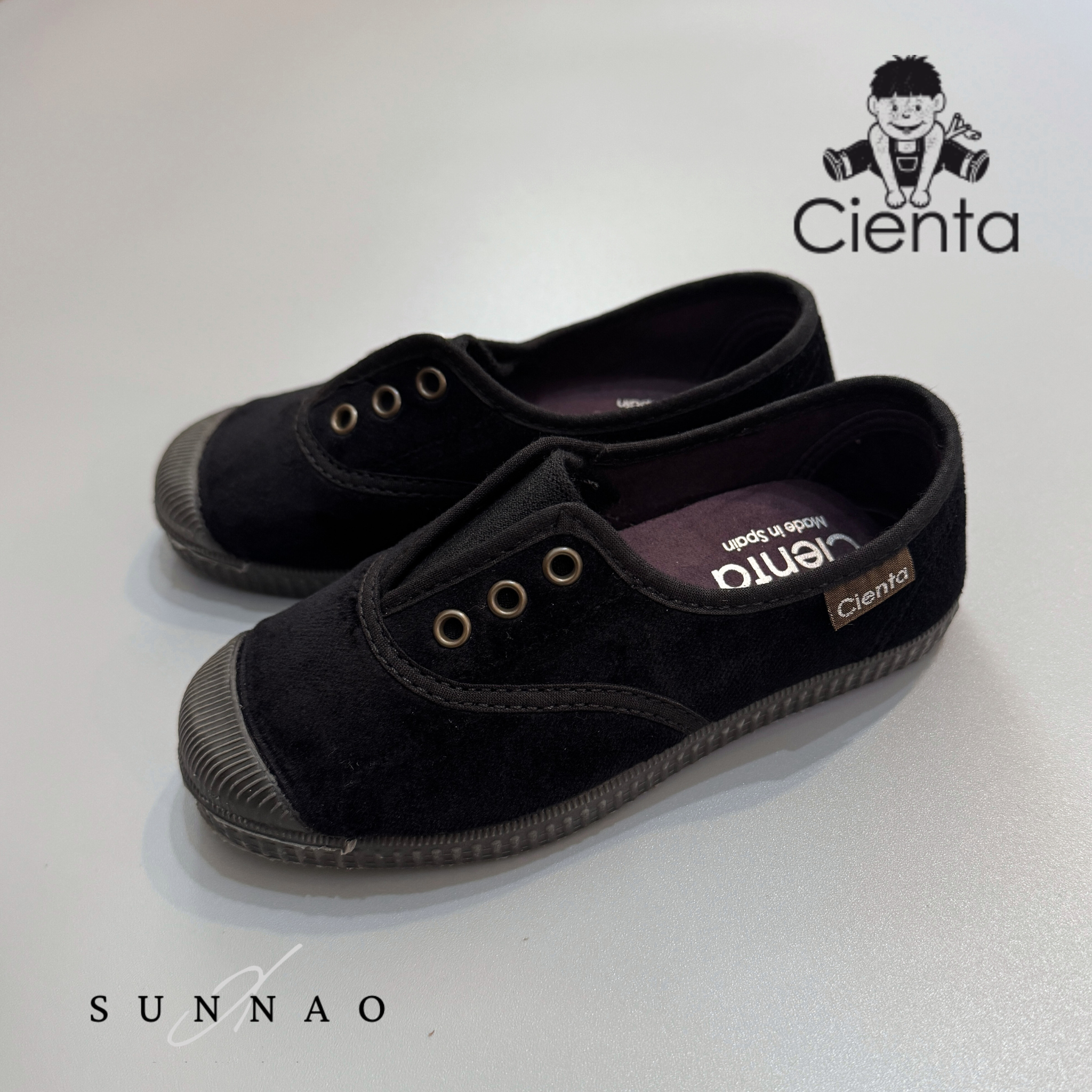 <Cienta>Velour Deck shoes - NEGRO 955075