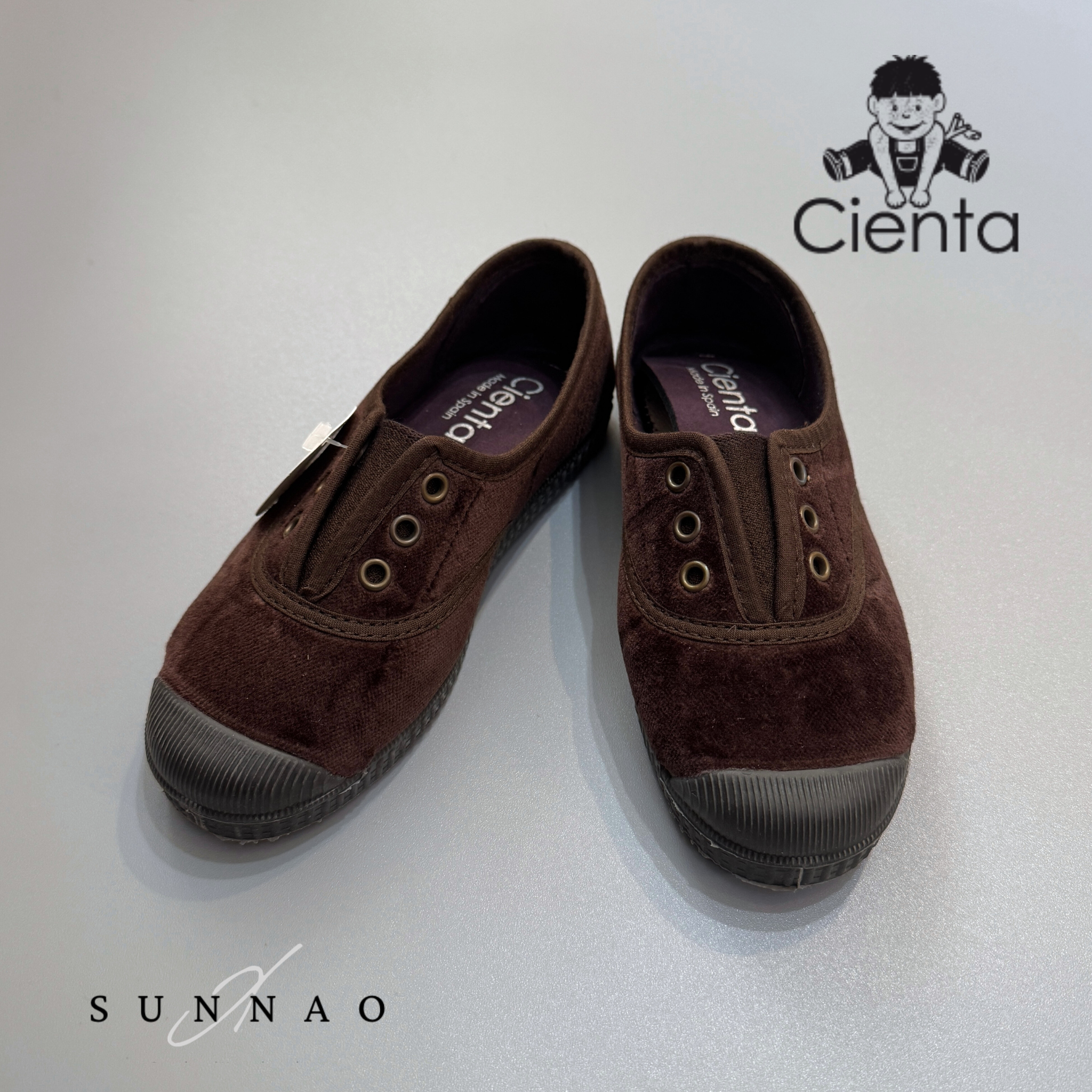 <Cienta>Velour Deck shoes - MARRON 955075