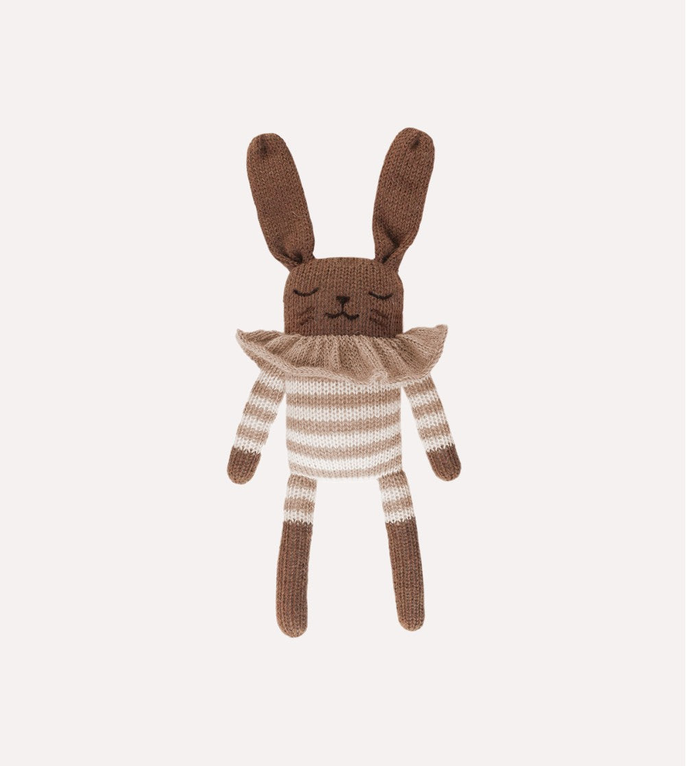 Main Sauvage Bunny knit toy - sand striped romper