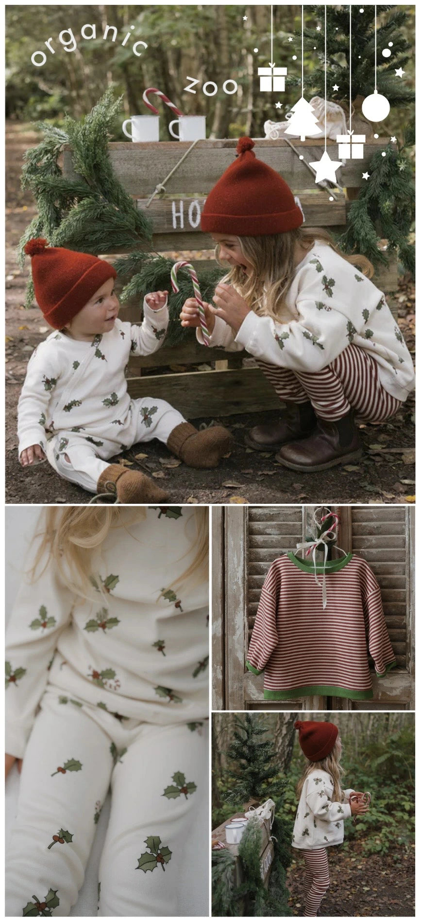 <Organic zoo>Christmas Holly Pajamas（1-5Y）