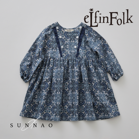 <eLfinFolk> Snow Crystal Printed Dress - blue