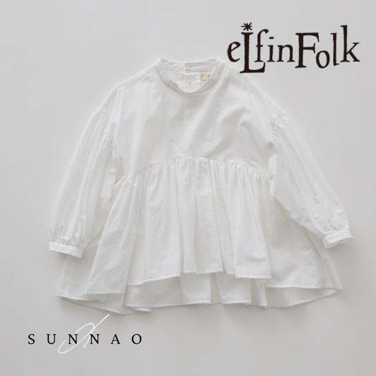 <eLfinFolk> Cotton Lawn Gather Blouse - white