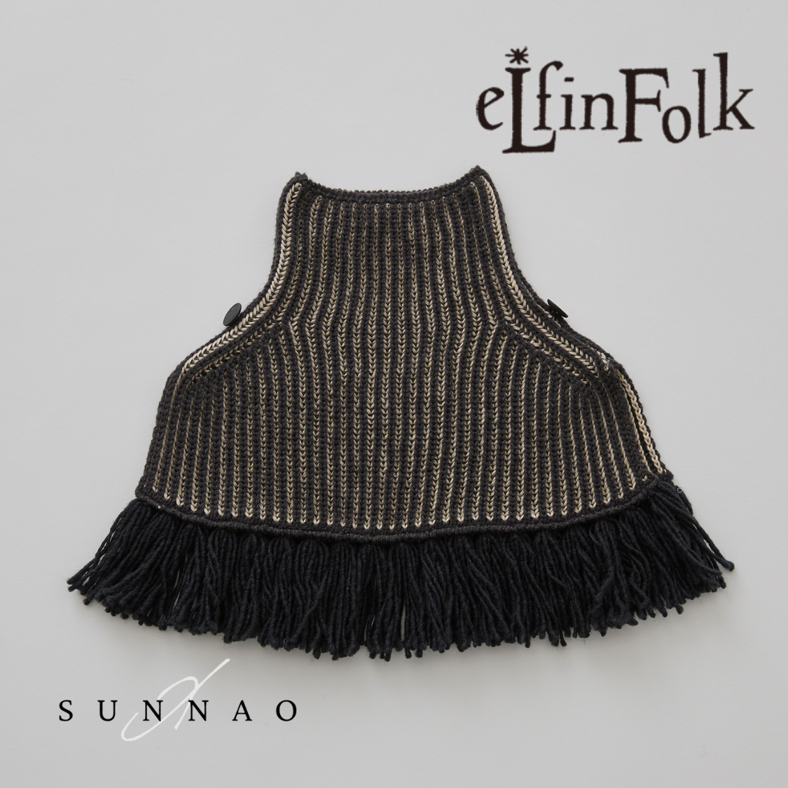 <eLfinFolk> Rib knit Knights cape Ⅱ - black