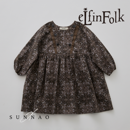 <eLfinFolk> Snow Crystal Printed Dress - dark brown
