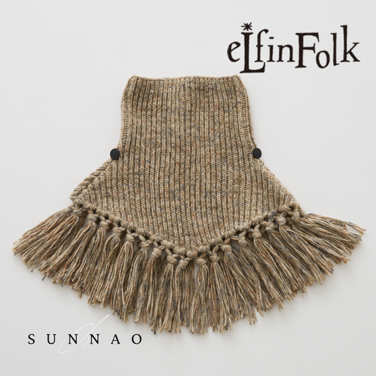 <eLfinFolk> Nep Yarn Rib knit cape - brown
