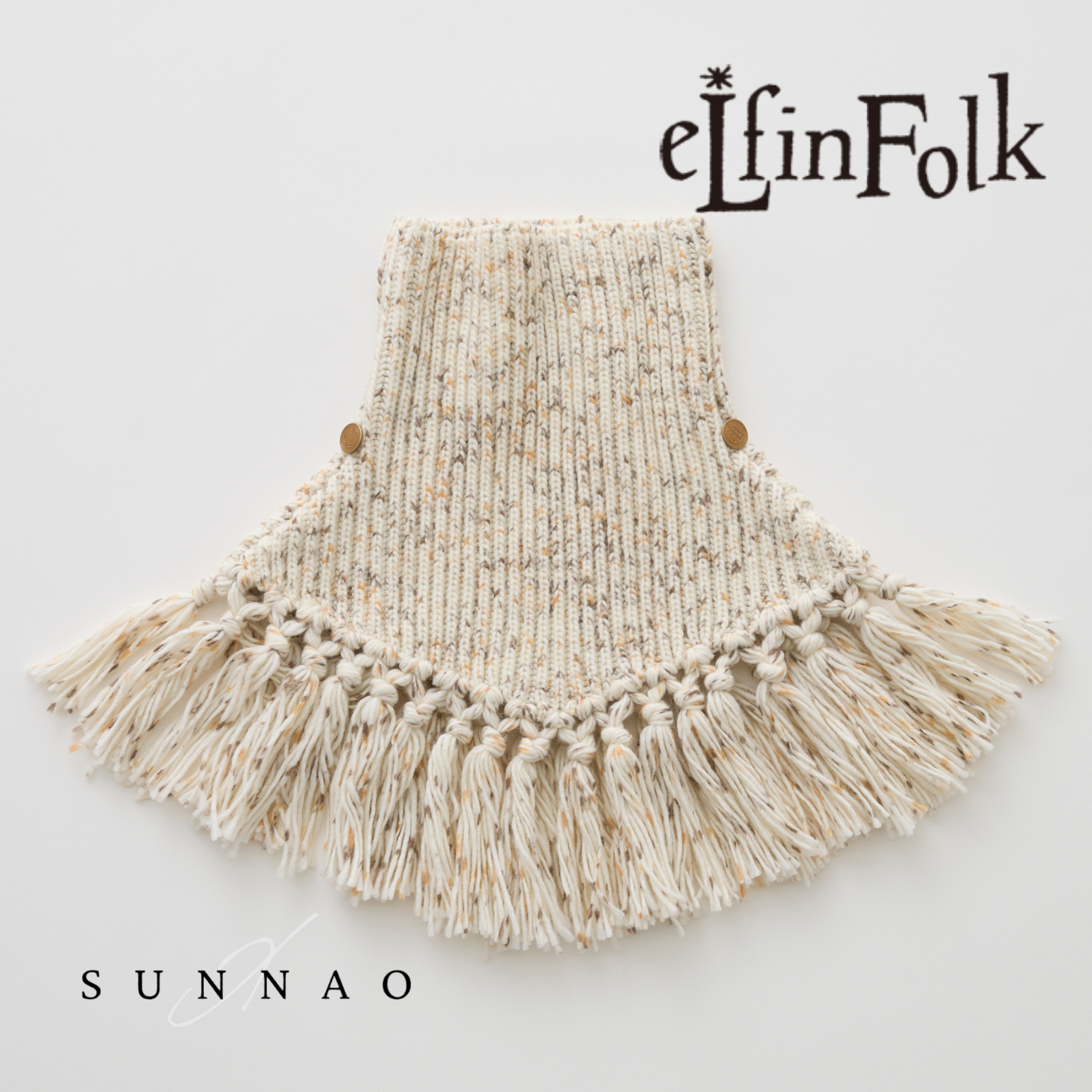 <eLfinFolk> Nep Yarn Rib knit cape - ivory