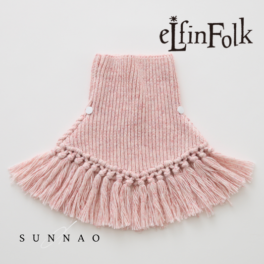 <eLfinFolk> Nep Yarn Rib knit cape - pink
