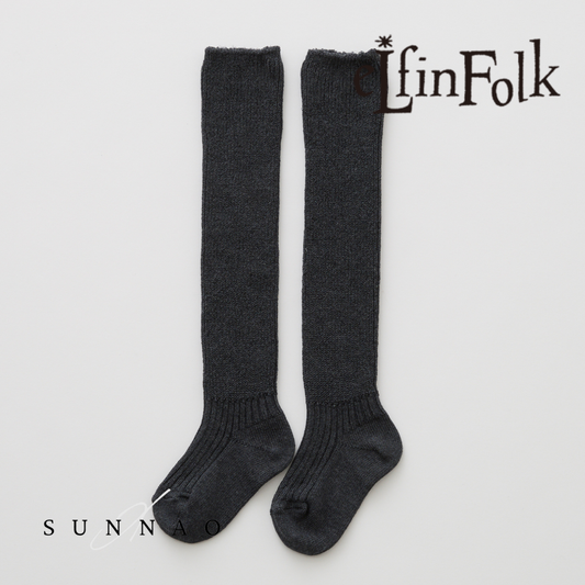 <eLfinFolk>Loose Knee-Hight Socks - charcoal