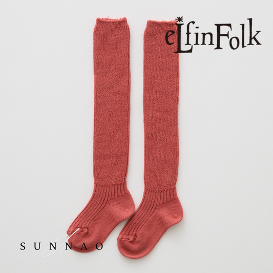 <eLfinFolk>Loose Knee-Hight Socks - coral