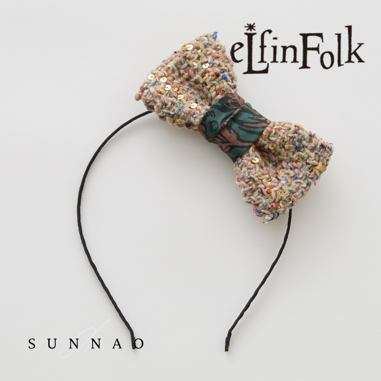 <eLfinFolk> Tweed Ribbon Alisc Band - beige　