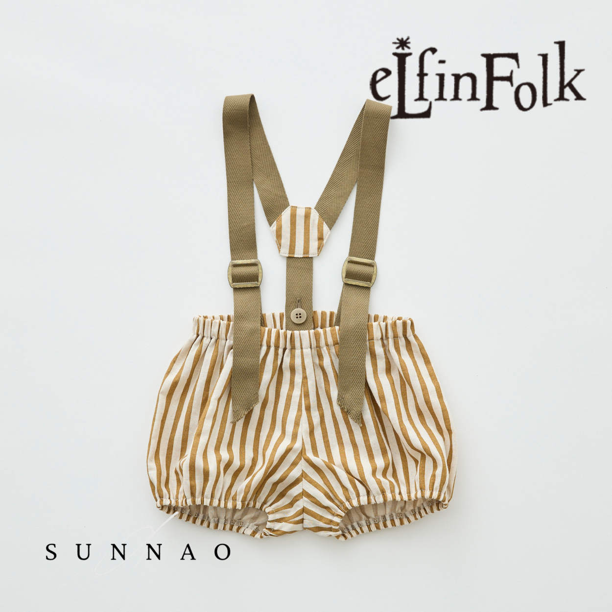 <eLfinFolk> C/L Stripe Suspenders Bloomers - camel　