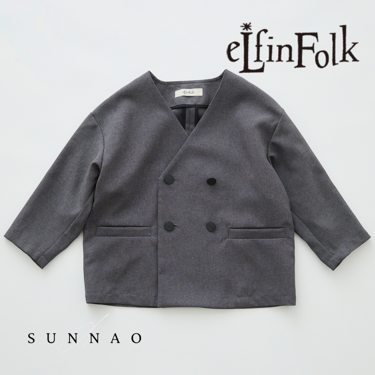 <eLfinFolk> Ceremony Collarless Jacket - gray　