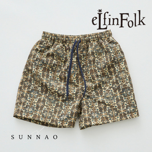 【予約/DROP2】<eLfinFolk> Old Tile Pattern Boys Surf Shorts - brown
