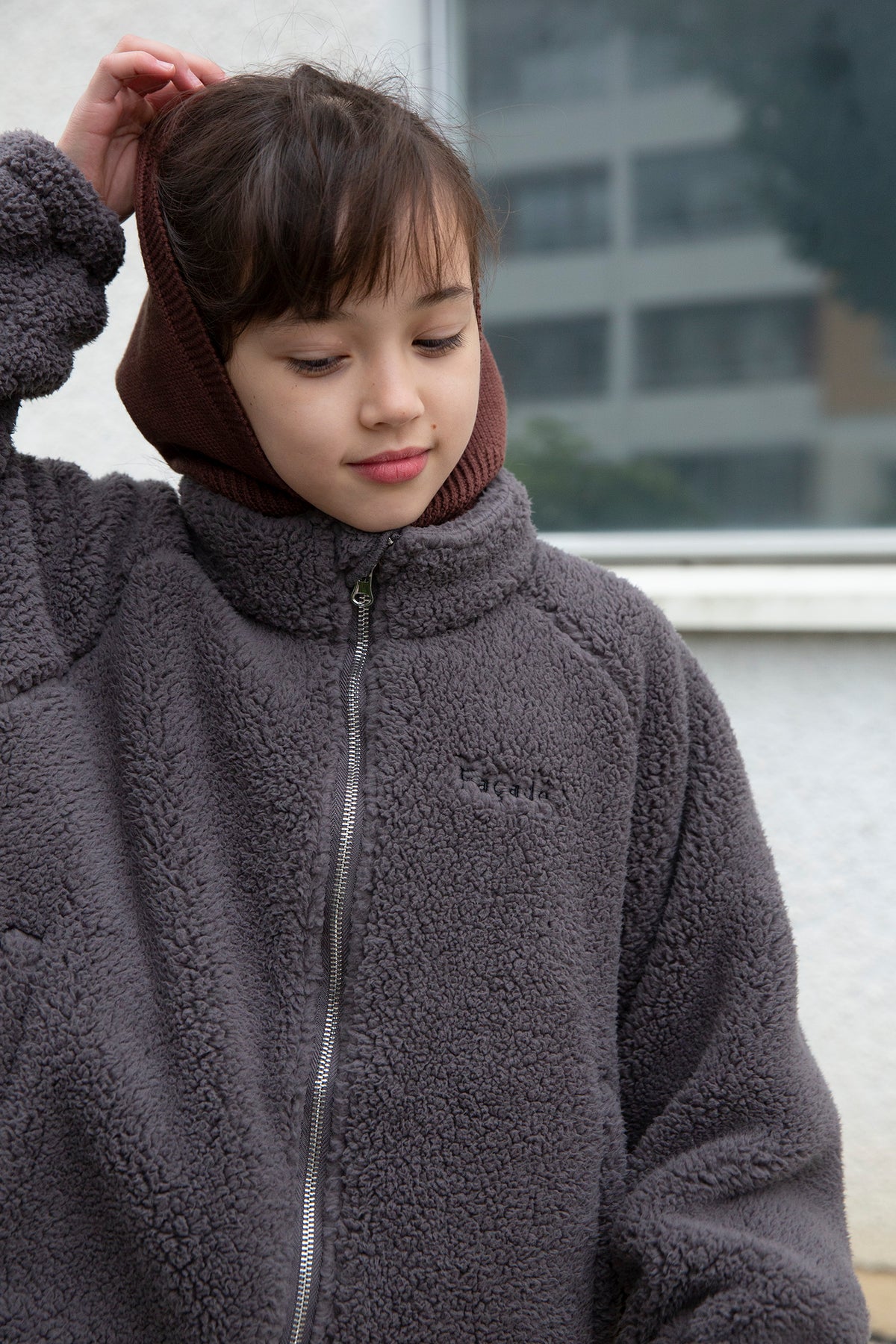 <façade> Teddy zip sweater - Anthracite　
