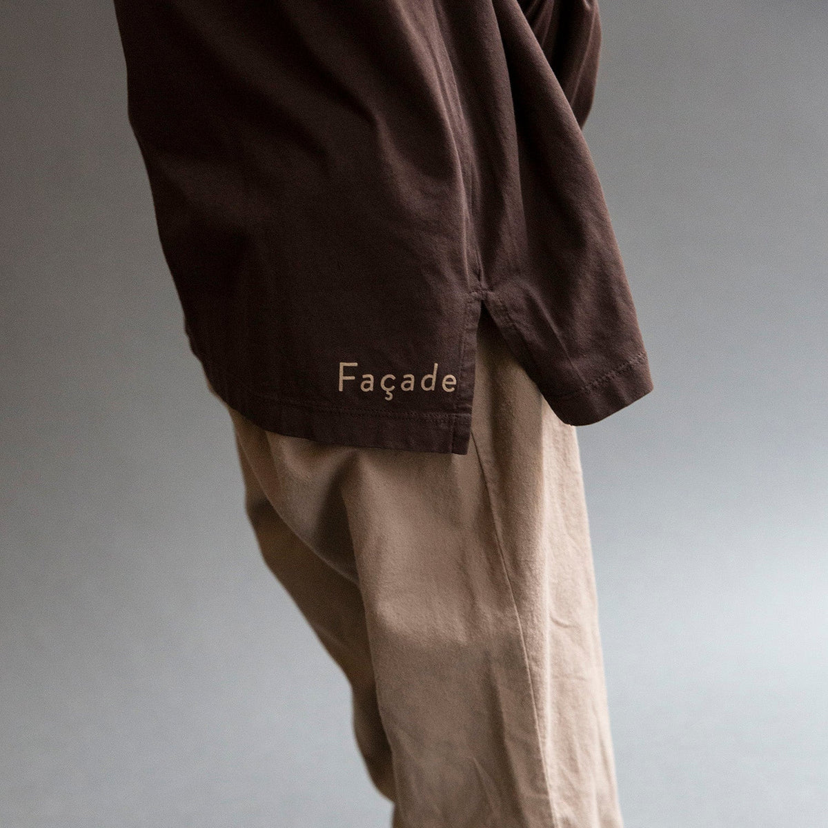 <façade> Wide LS tee - Coffee　