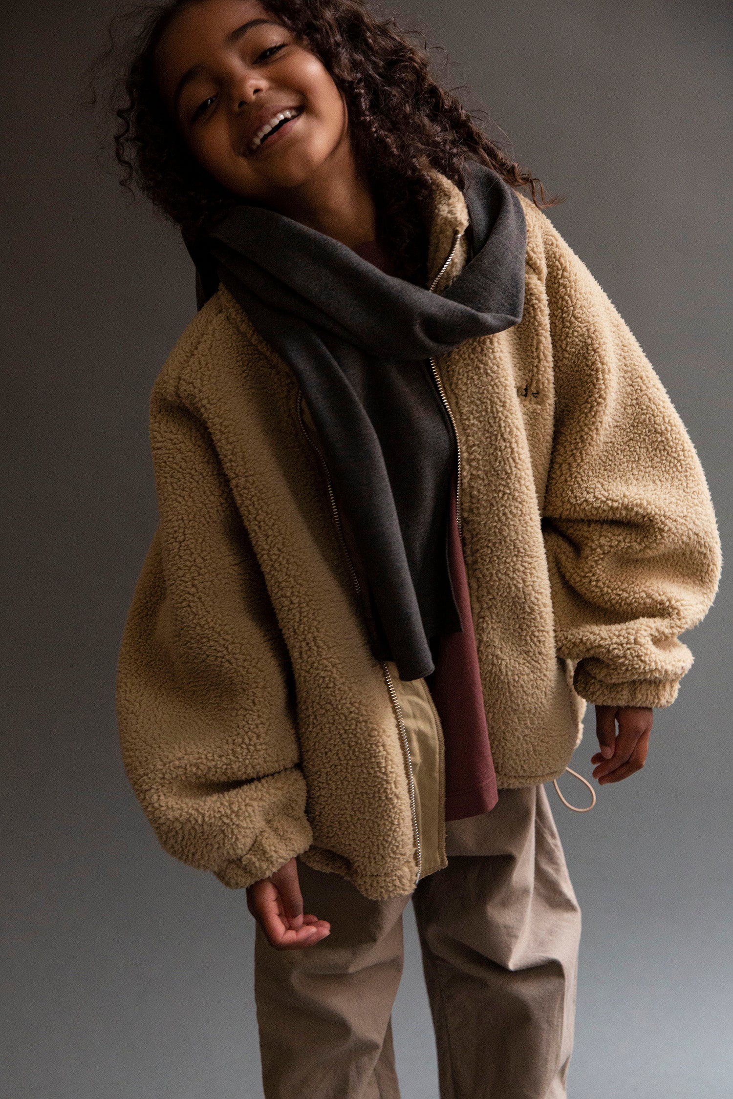 <façade> Teddy zip sweater - Camel