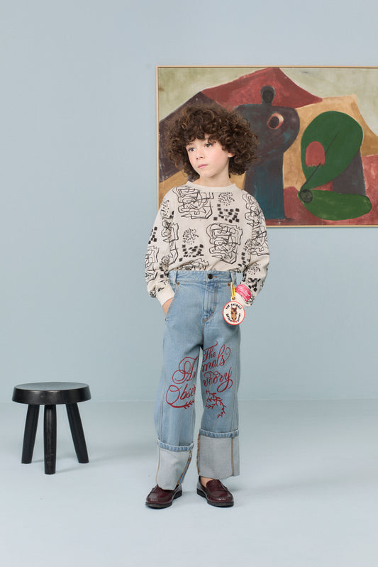 <the animals observatory> DOG KID LONG SLEEVE T-SHIRT RAW WHITE　