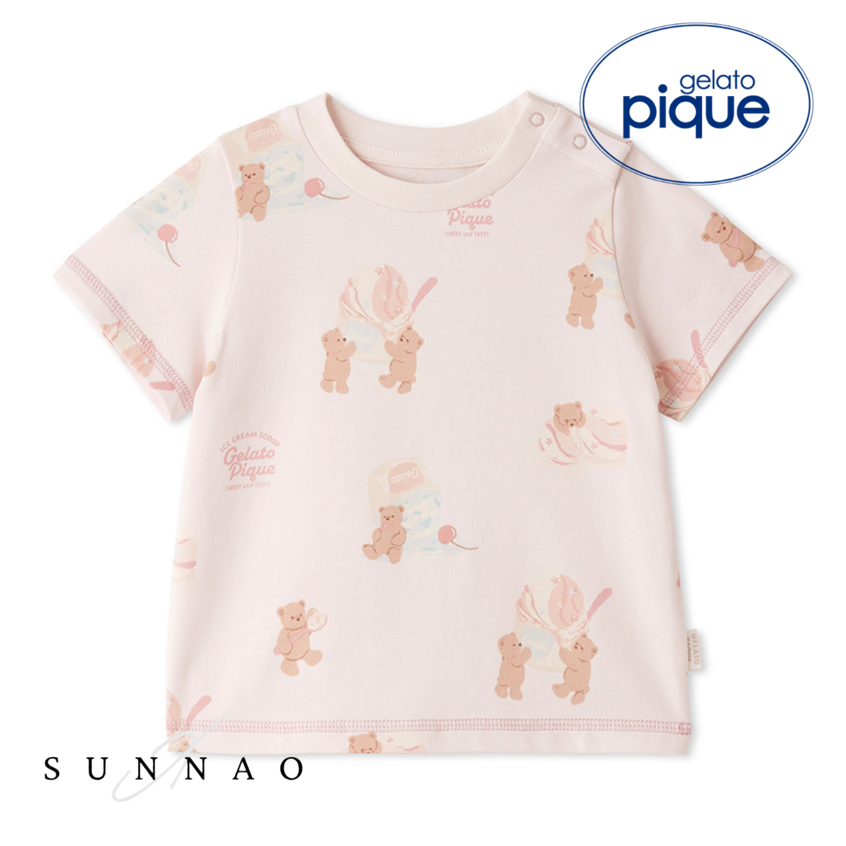 <gelato pique> BABY ice cream bear T  - PINK