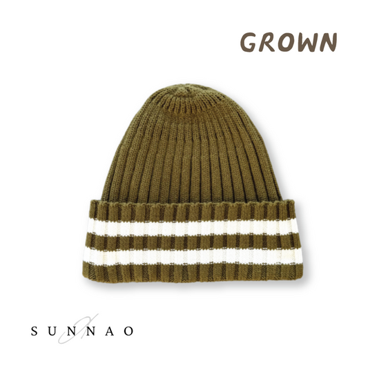 <GROWN> Organic Striped Pixie Beanie Herb（6M-6Y）