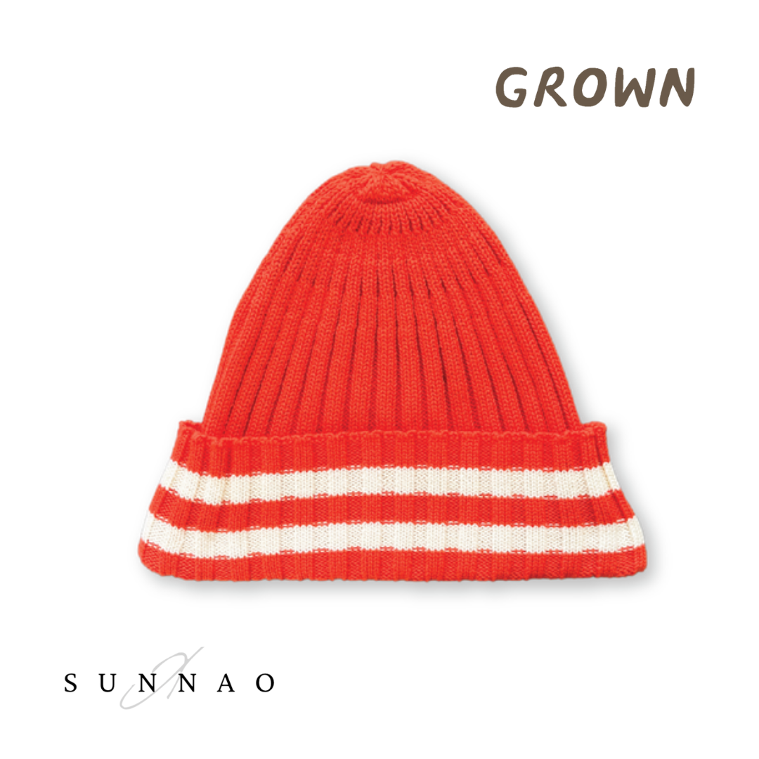 <GROWN> Organic Striped Pixie Beanie Tomato （6M-6Y）