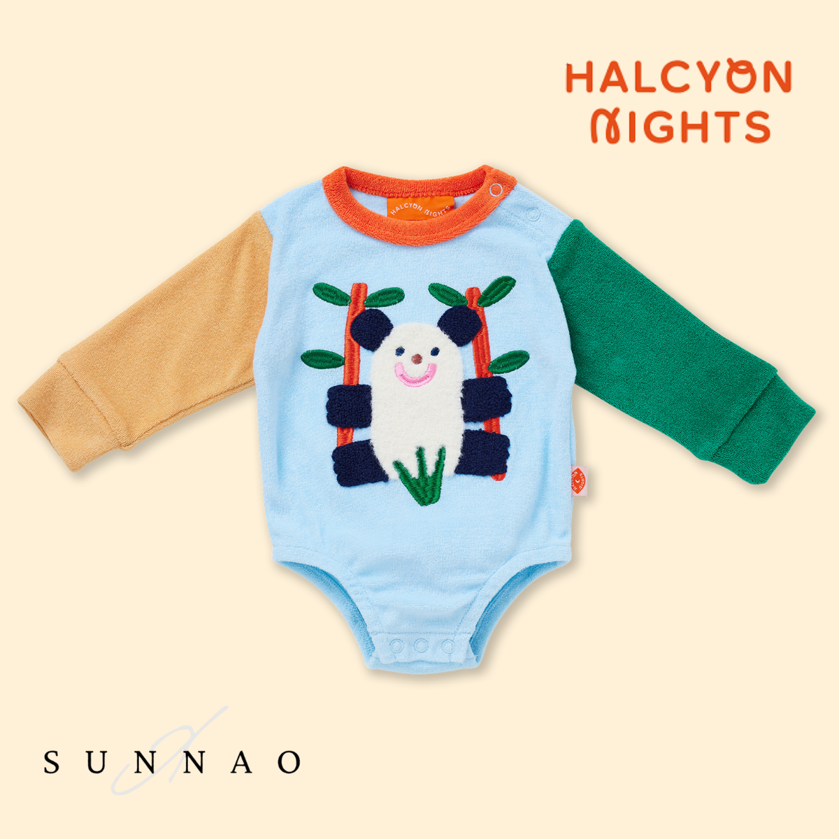 <Halcyon Nights> Terry Long Sleeve Bodysuit - Zoo Crew Blue