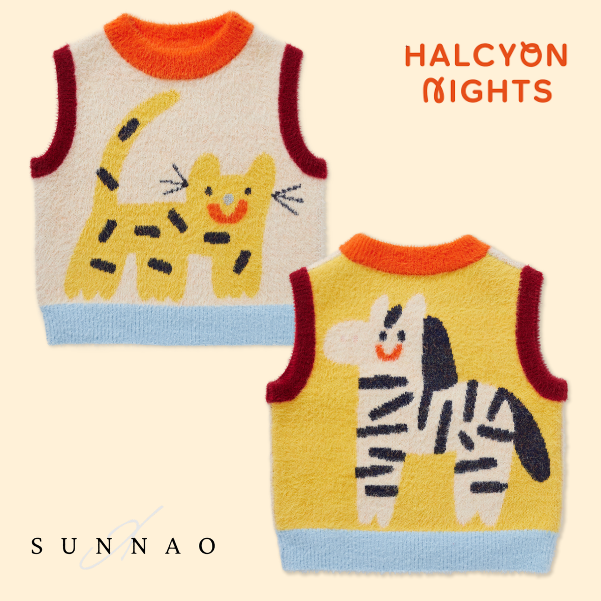 <Halcyon Nights> Fluffy Knit Vest - Zoo Crew
