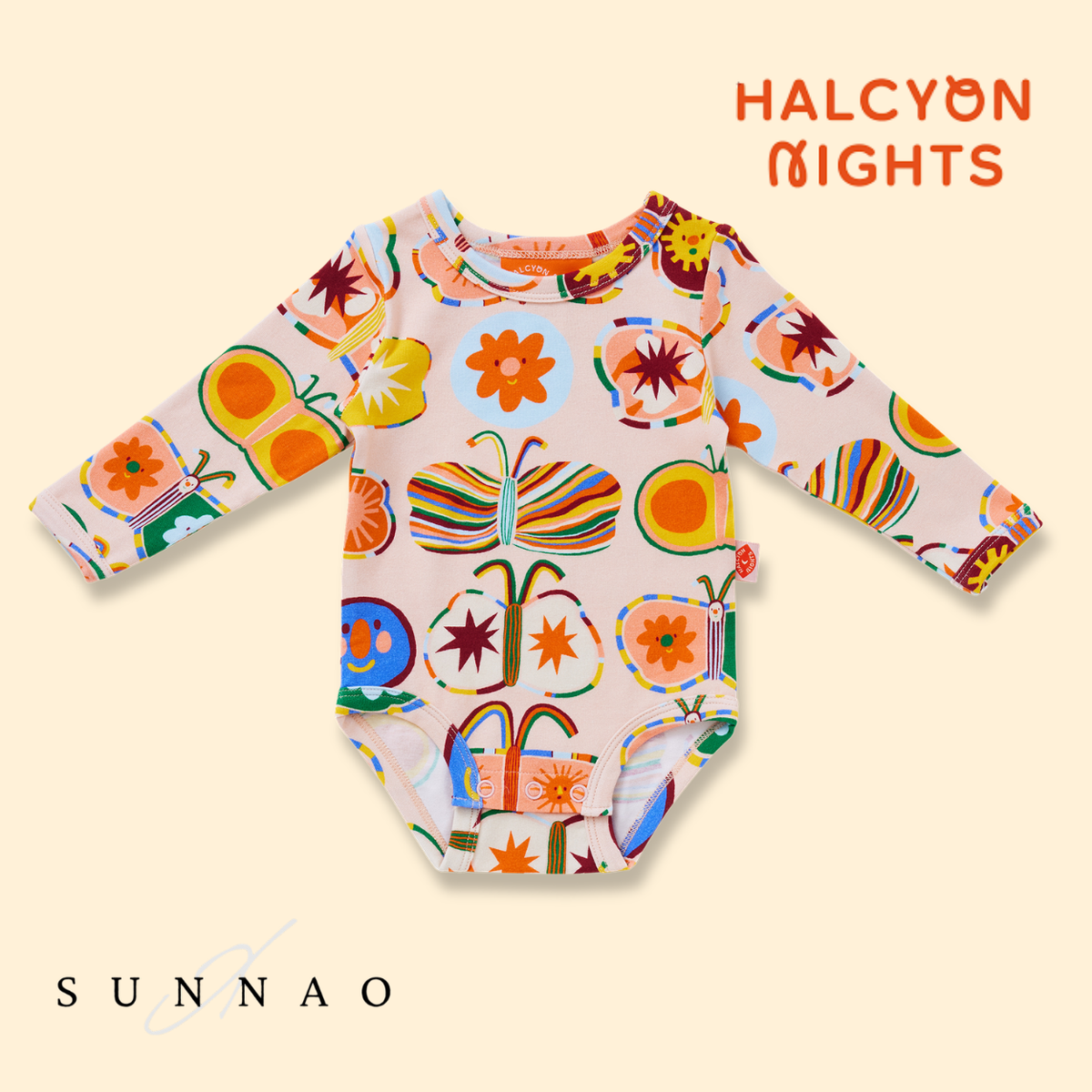 <Halcyon Nights> Long Sleeve Bodysuit - Flutterby