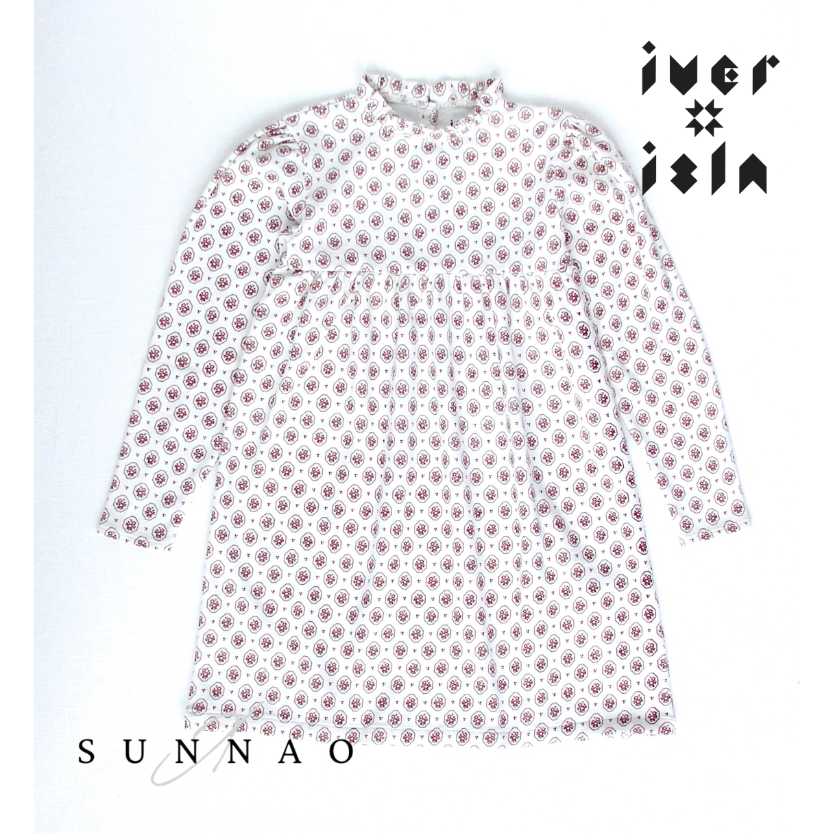 <iver and isla>  pima frill-neck dress - cameo