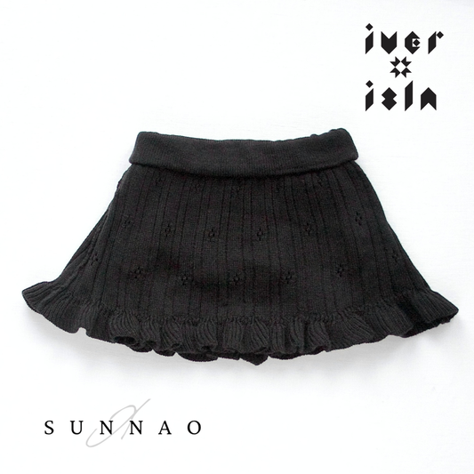 <iver and isla>  pointelle frill skirted bloomer - noir