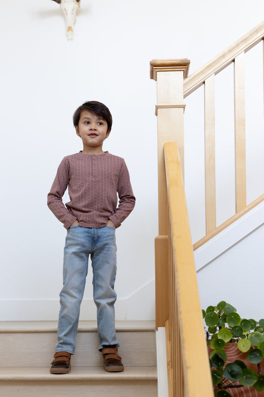 <iver and isla> pima henley top - wallpaper lace floral