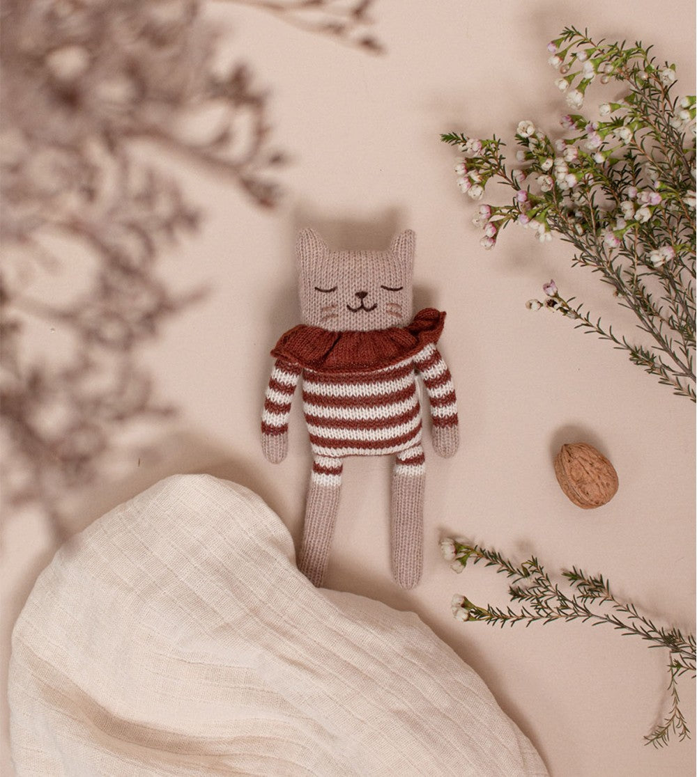 <Main Sauvage>Kitten knit toy - Sienna striped romper