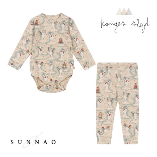 <Konges Sløjd> Xmas Pajamas - basic body/pants set - Let it snow