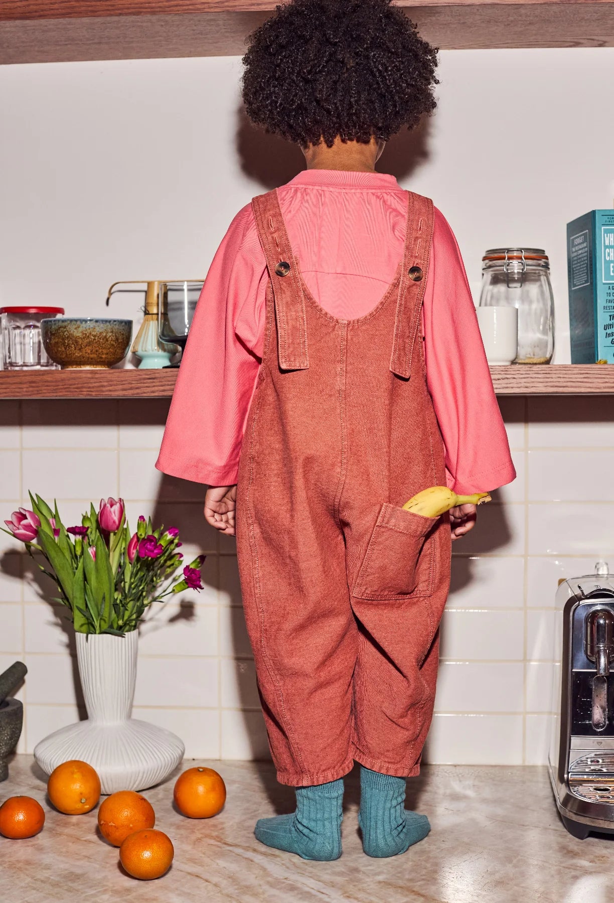 <Studio Koter> KAI OVERDYE DENIM DUNGAREES - Fusion Coral