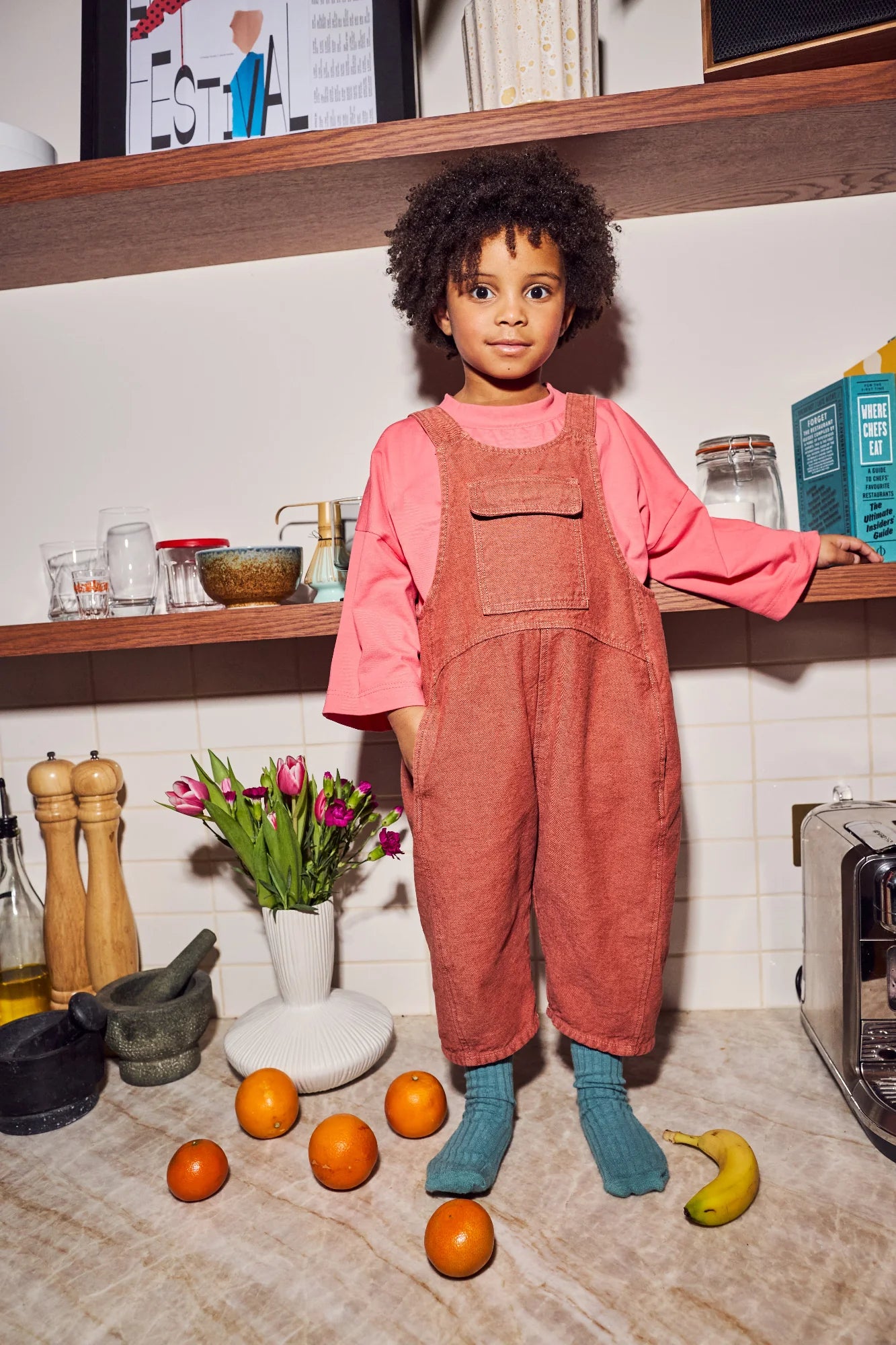 <Studio Koter> KAI OVERDYE DENIM DUNGAREES - Fusion Coral