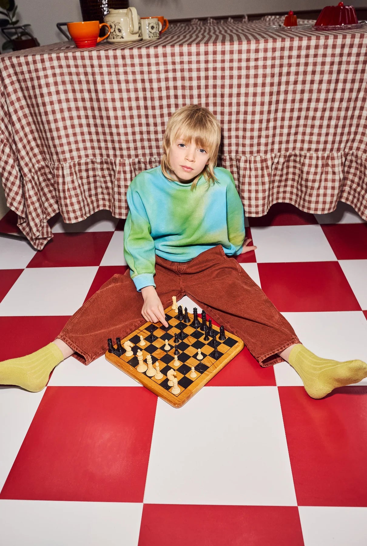 <Studio Koter> MANU BLUE OVERDYE DENIM TROUSERS - Fusion Coral