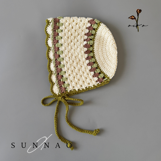<SUNNAO SQUARE> oiro - Cotton bonnet PETAL - PISTACHIO