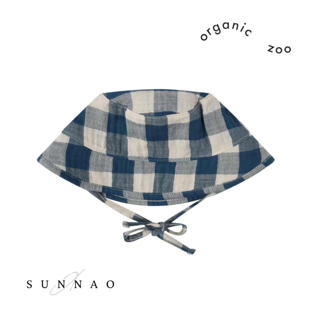 <Organic zoo> Pottery Blue Gingham Bucket Sun Hat（2-4Y）