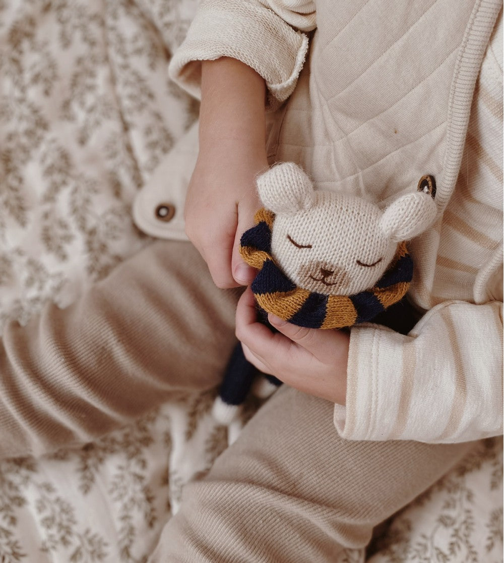 <Main Sauvage>Polar bear knit toy - Navy striped collar