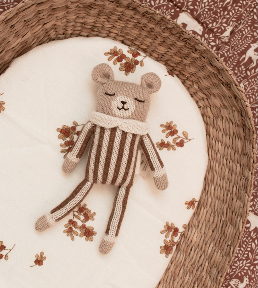 <main sauvage>Teddy knit toy - Nut striped jumpsuit</main>