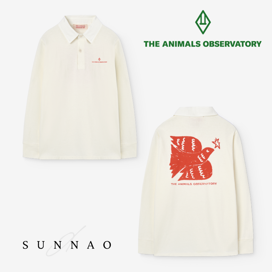 <the animals observatory> Raw White Eel Polo Shirt　