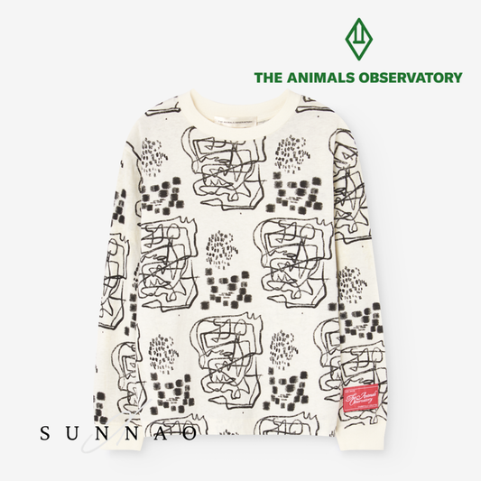 <the animals observatory> DOG KID LONG SLEEVE T-SHIRT RAW WHITE　
