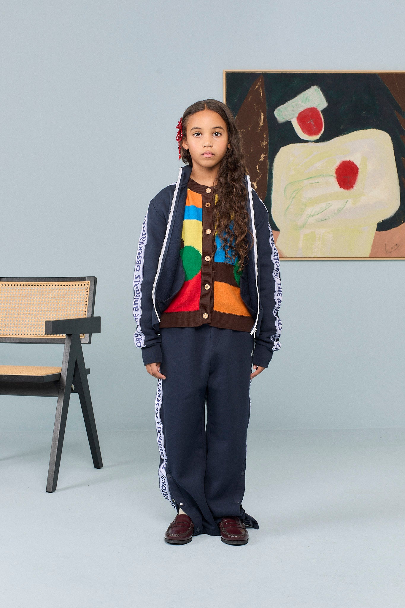 <the animals observatory> ZEBRA KID TRACK JACKET NAVY　