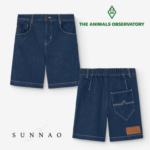 <the animals observatory> MUNTJAC KID DENIM SHORTS BLUE　
